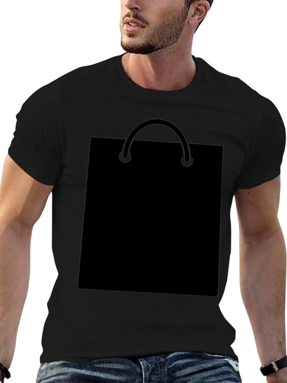 Black T-Shirt with Shopping Bag Graphic