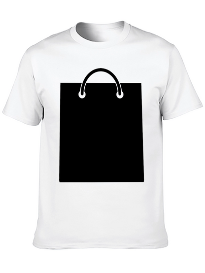 Black T-Shirt with Shopping Bag Graphic