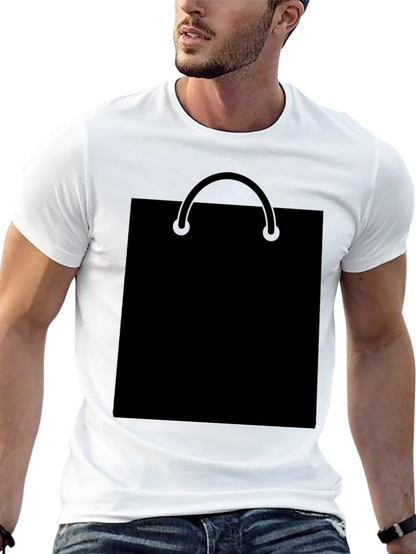 Black T-Shirt with Shopping Bag Graphic