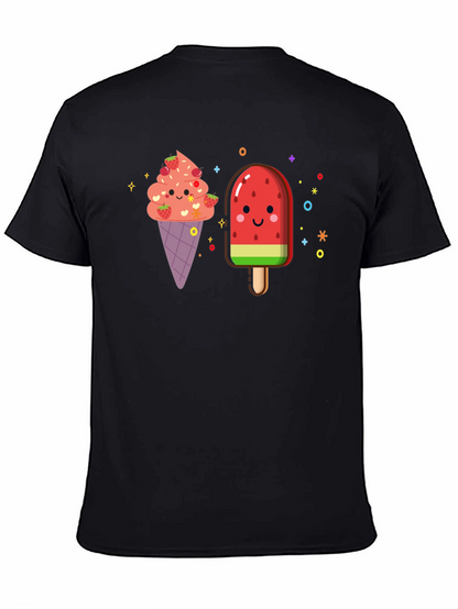 Cute Kawaii Ice Cream & Popsicle Black T-Shirt
