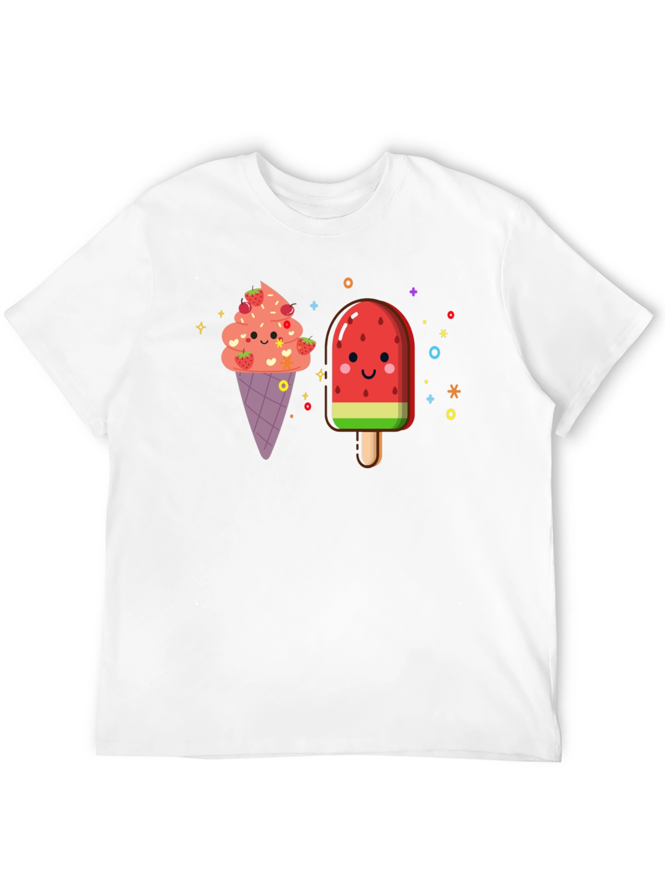 Cute Kawaii Ice Cream & Popsicle Black T-Shirt