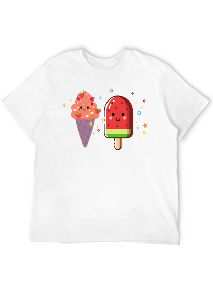 Cute Kawaii Ice Cream & Popsicle Black T-Shirt