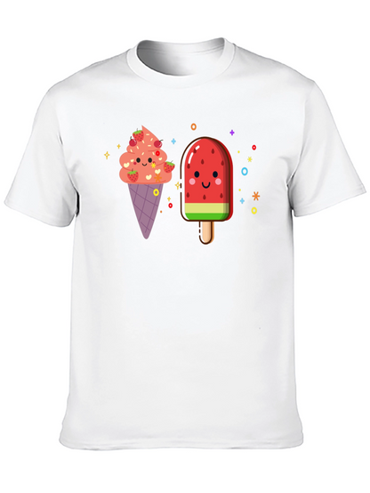 Cute Kawaii Ice Cream & Popsicle Black T-Shirt