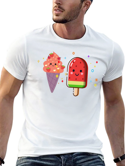 Cute Kawaii Ice Cream & Popsicle Black T-Shirt