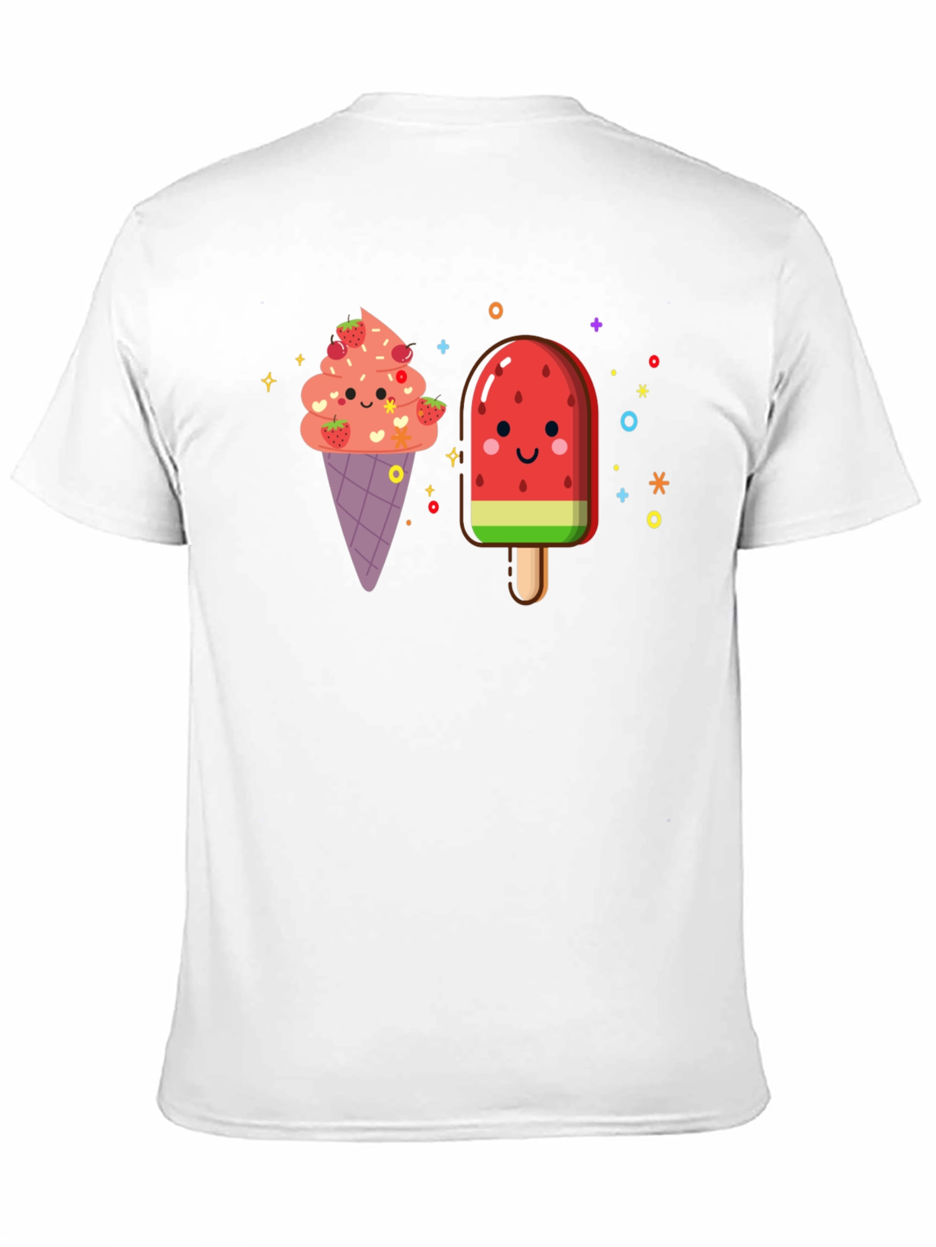 Cute Kawaii Ice Cream & Popsicle Black T-Shirt