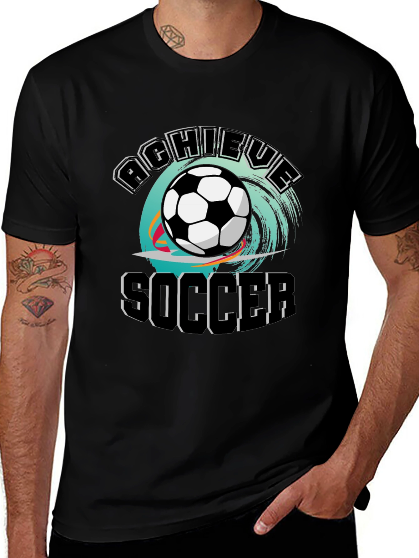 Achieve Soccer T-Shirt - Black Graphic Tee