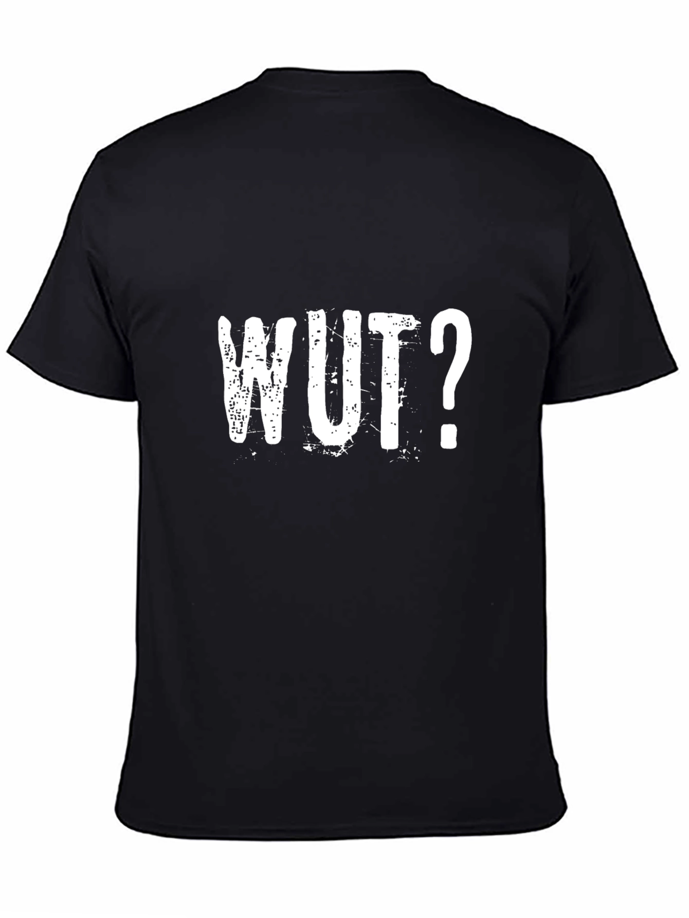 WUT? Graphic Tee - Distressed Print Black T-Shirt