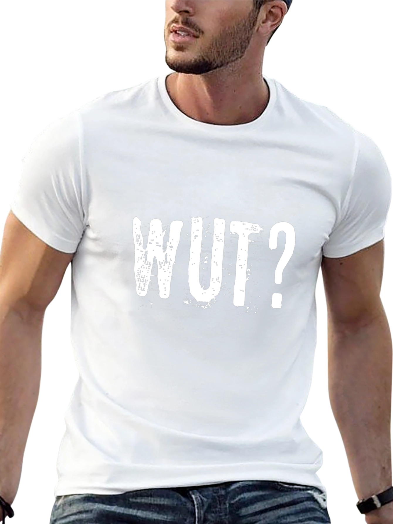 WUT? Graphic Tee - Distressed Print Black T-Shirt
