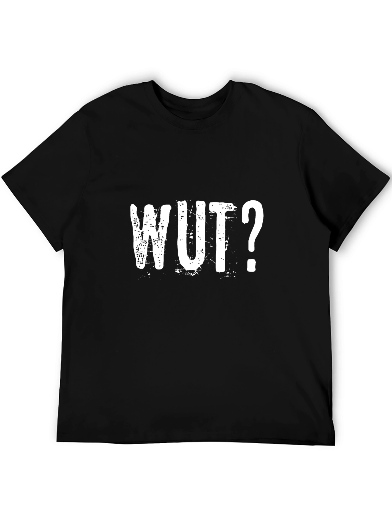 WUT? Graphic Tee - Distressed Print Black T-Shirt