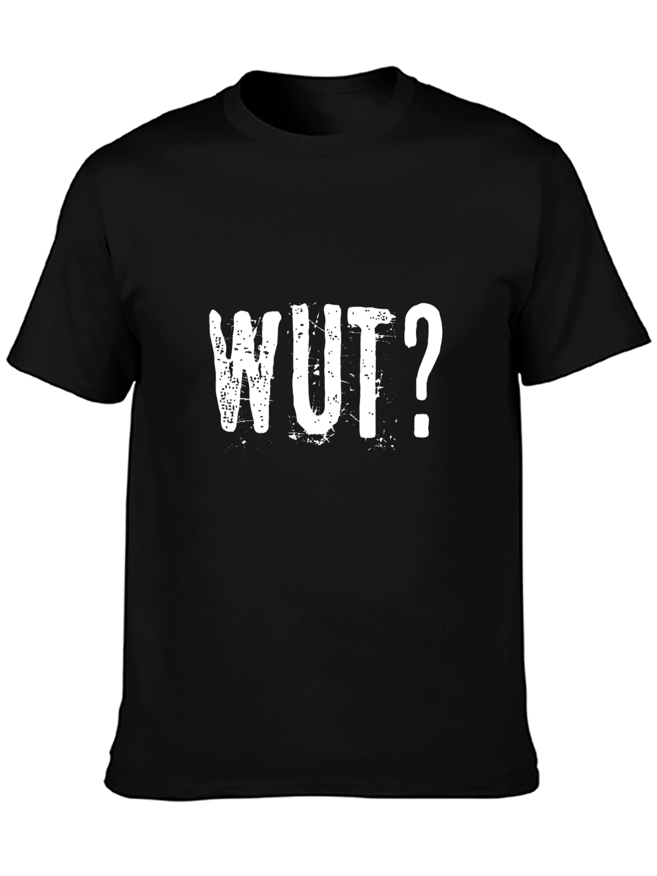 WUT? Graphic Tee - Distressed Print Black T-Shirt