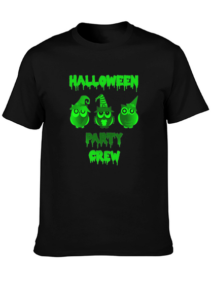 Halloween Party Crew Owl Graphic T-Shirt