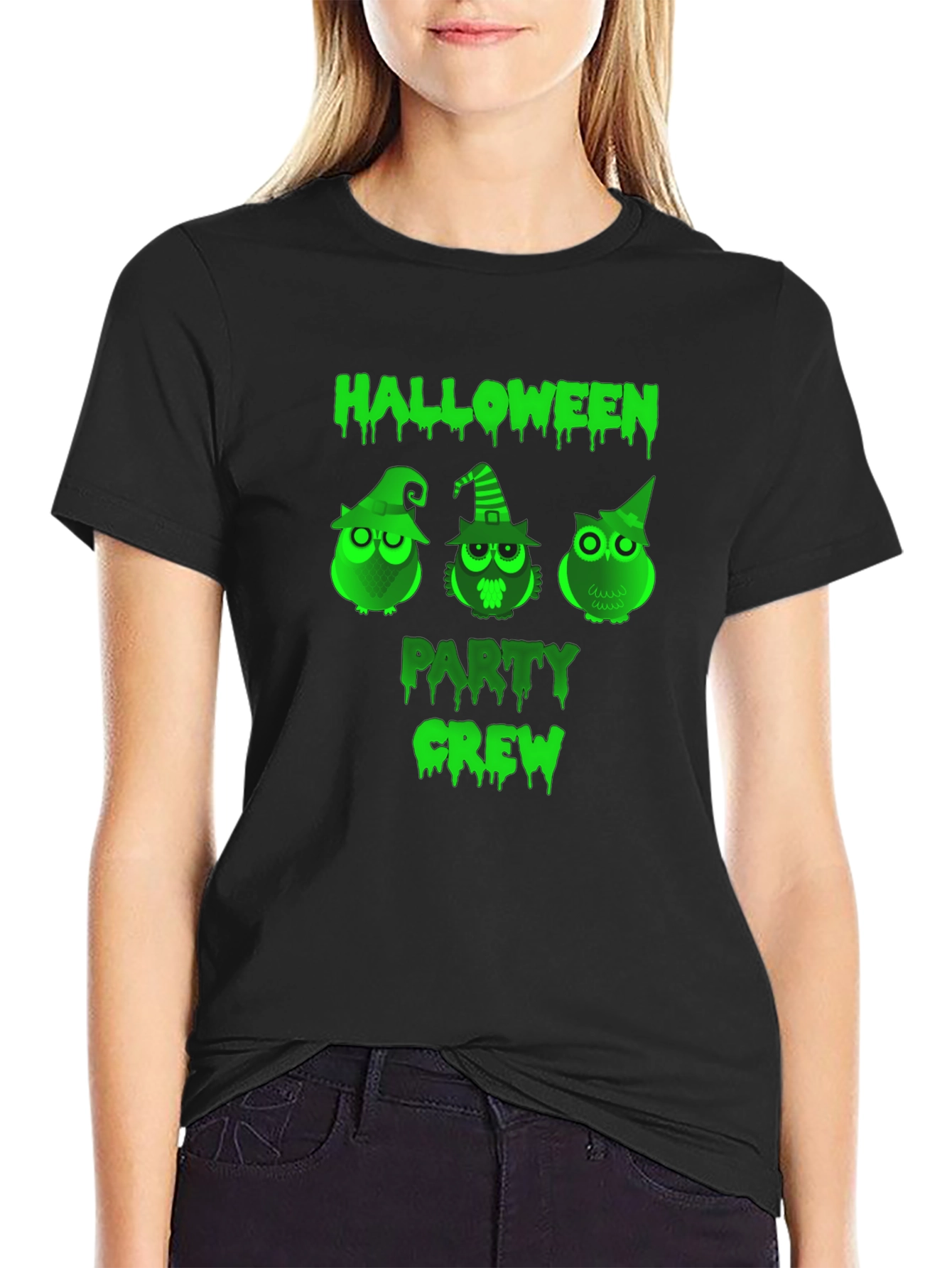 Halloween Party Crew Owl Graphic T-Shirt