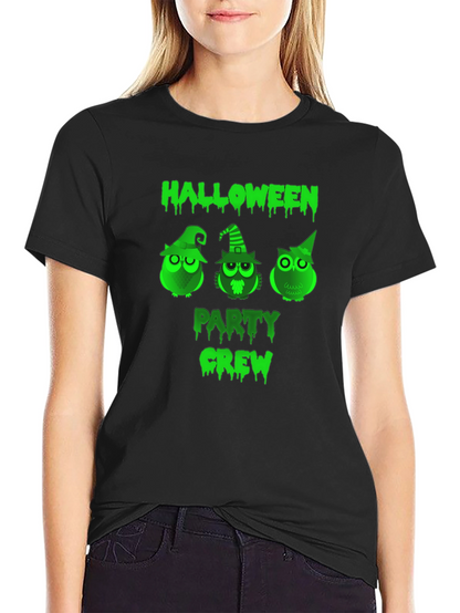Halloween Party Crew Owl Graphic T-Shirt