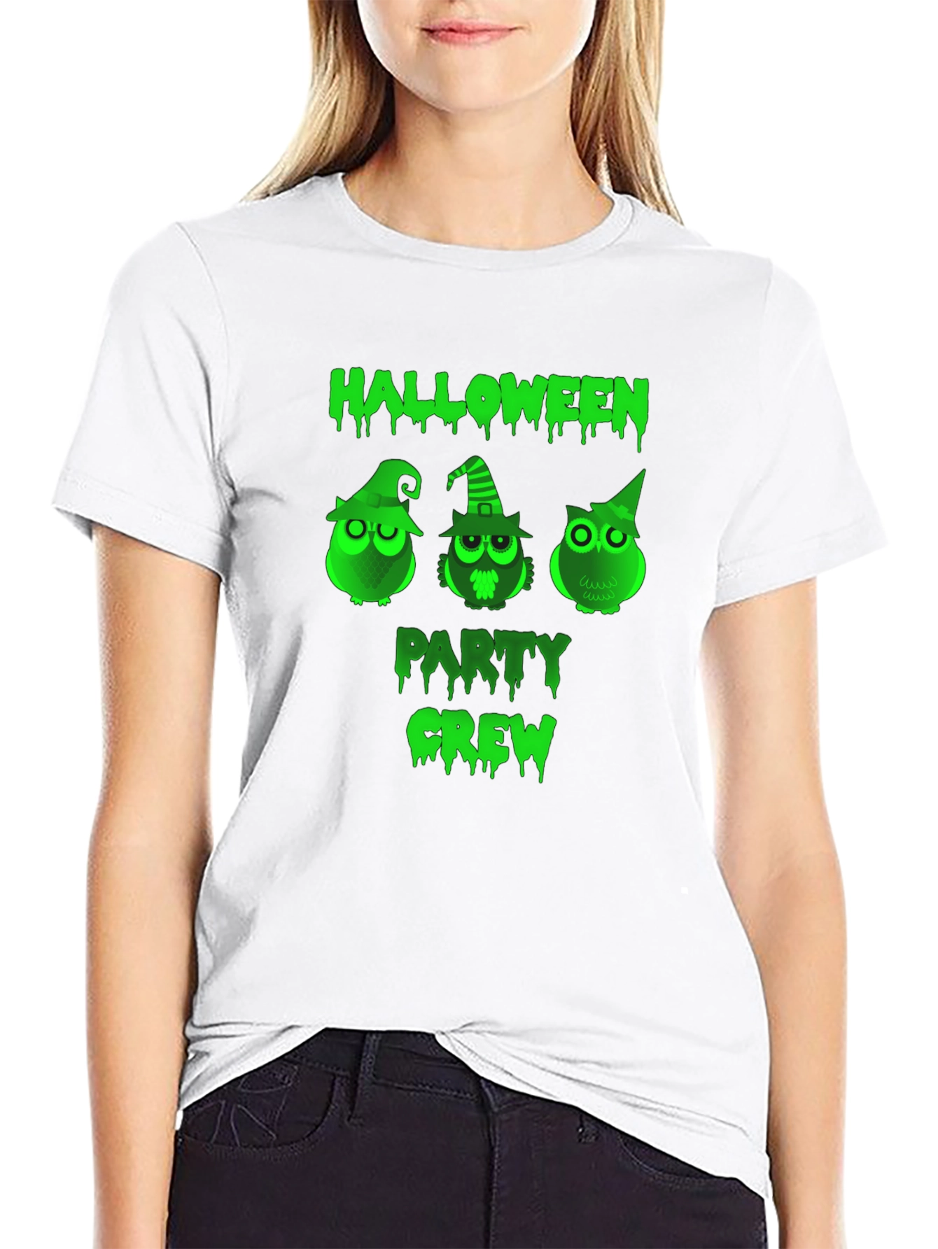 Halloween Party Crew Owl Graphic T-Shirt