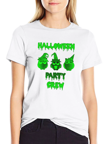 Halloween Party Crew Owl Graphic T-Shirt