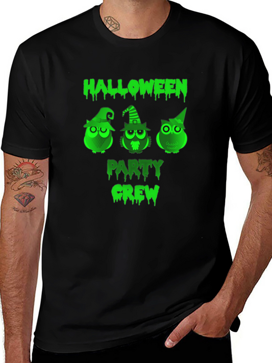 Halloween Party Crew Owl Graphic T-Shirt