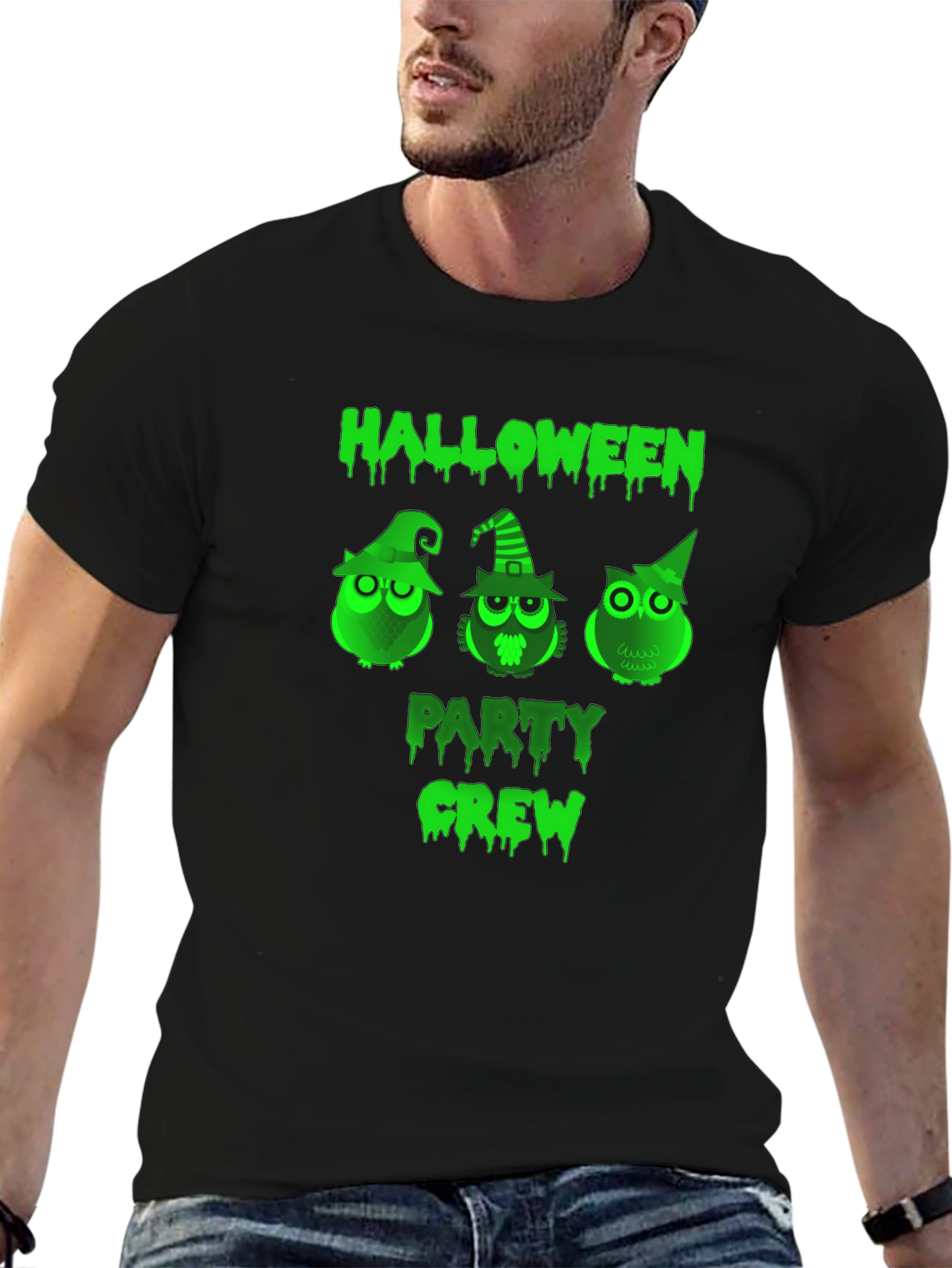 Halloween Party Crew Owl Graphic T-Shirt