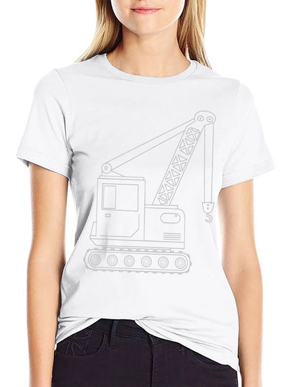 Crane Outline Graphic T-Shirt - Construction Vehicle Tee