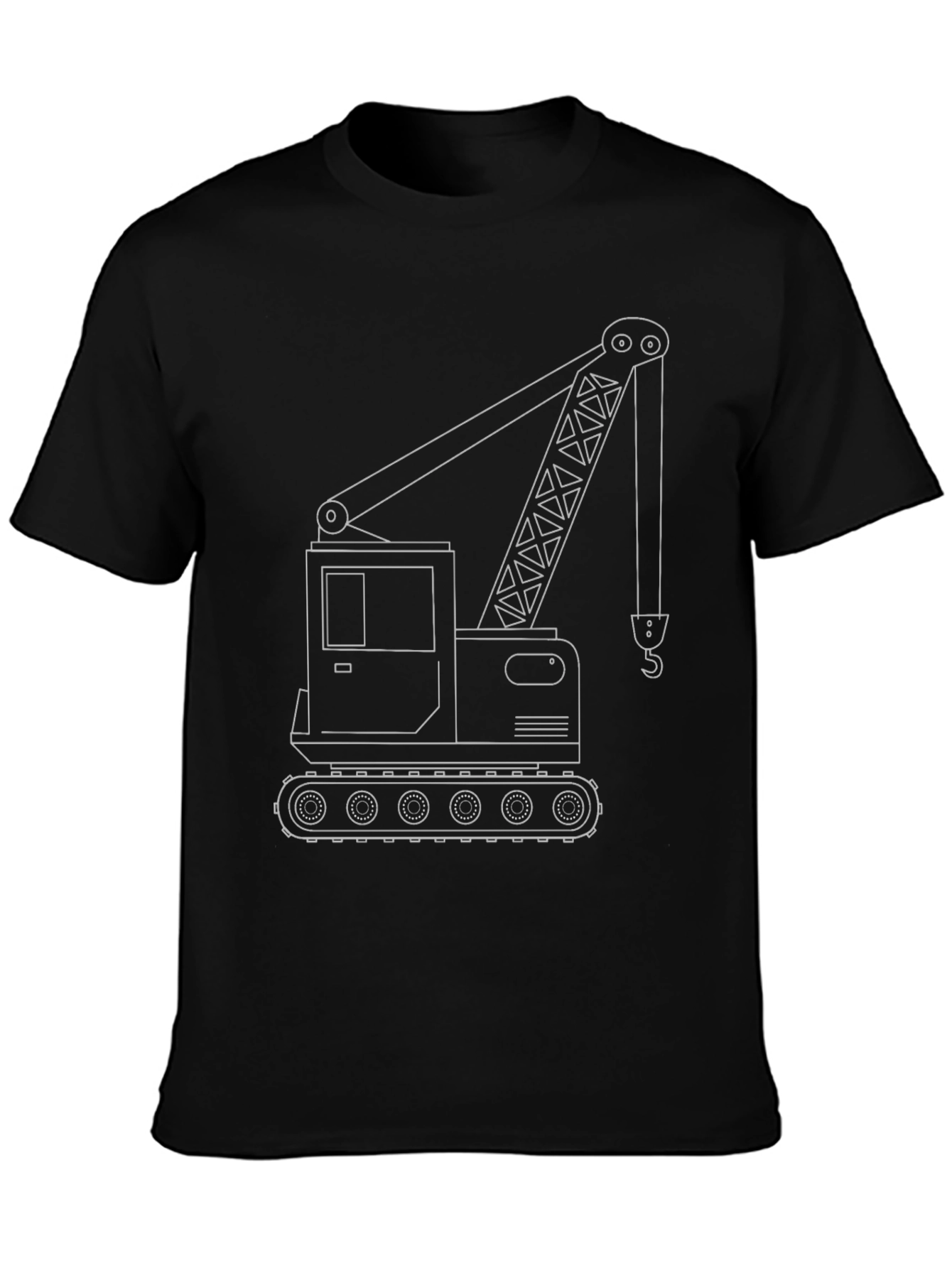 Crane Outline Graphic T-Shirt - Construction Vehicle Tee