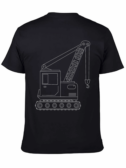 Crane Outline Graphic T-Shirt - Construction Vehicle Tee