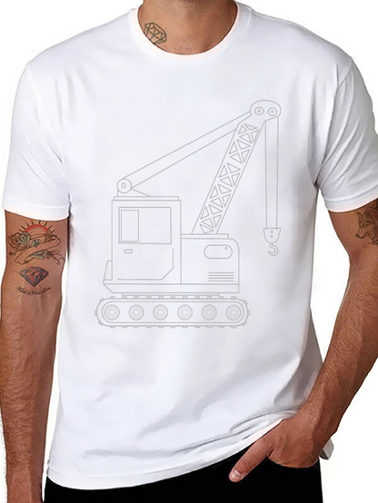 Crane Outline Graphic T-Shirt - Construction Vehicle Tee