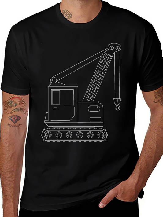 Crane Outline Graphic T-Shirt - Construction Vehicle Tee
