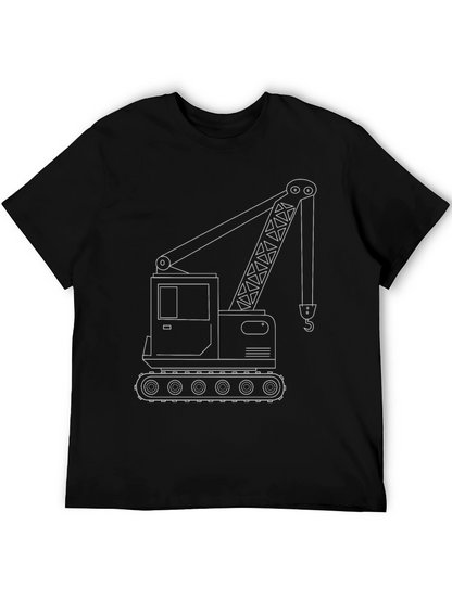 Crane Outline Graphic T-Shirt - Construction Vehicle Tee