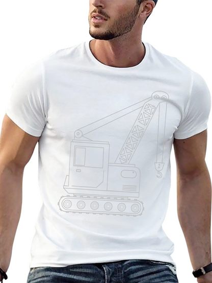 Crane Outline Graphic T-Shirt - Construction Vehicle Tee