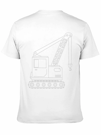 Crane Outline Graphic T-Shirt - Construction Vehicle Tee