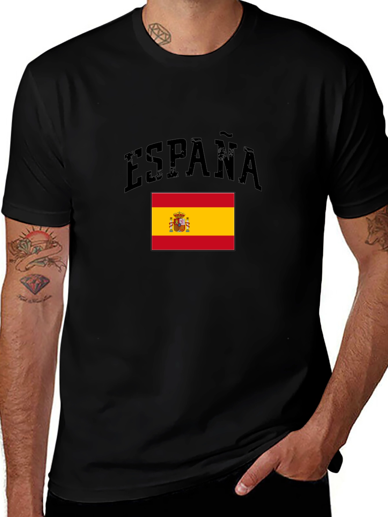 Espana Flag Graphic Tee - Mens Black T-Shirt