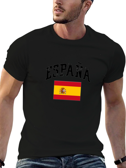 Espana Flag Graphic Tee - Mens Black T-Shirt