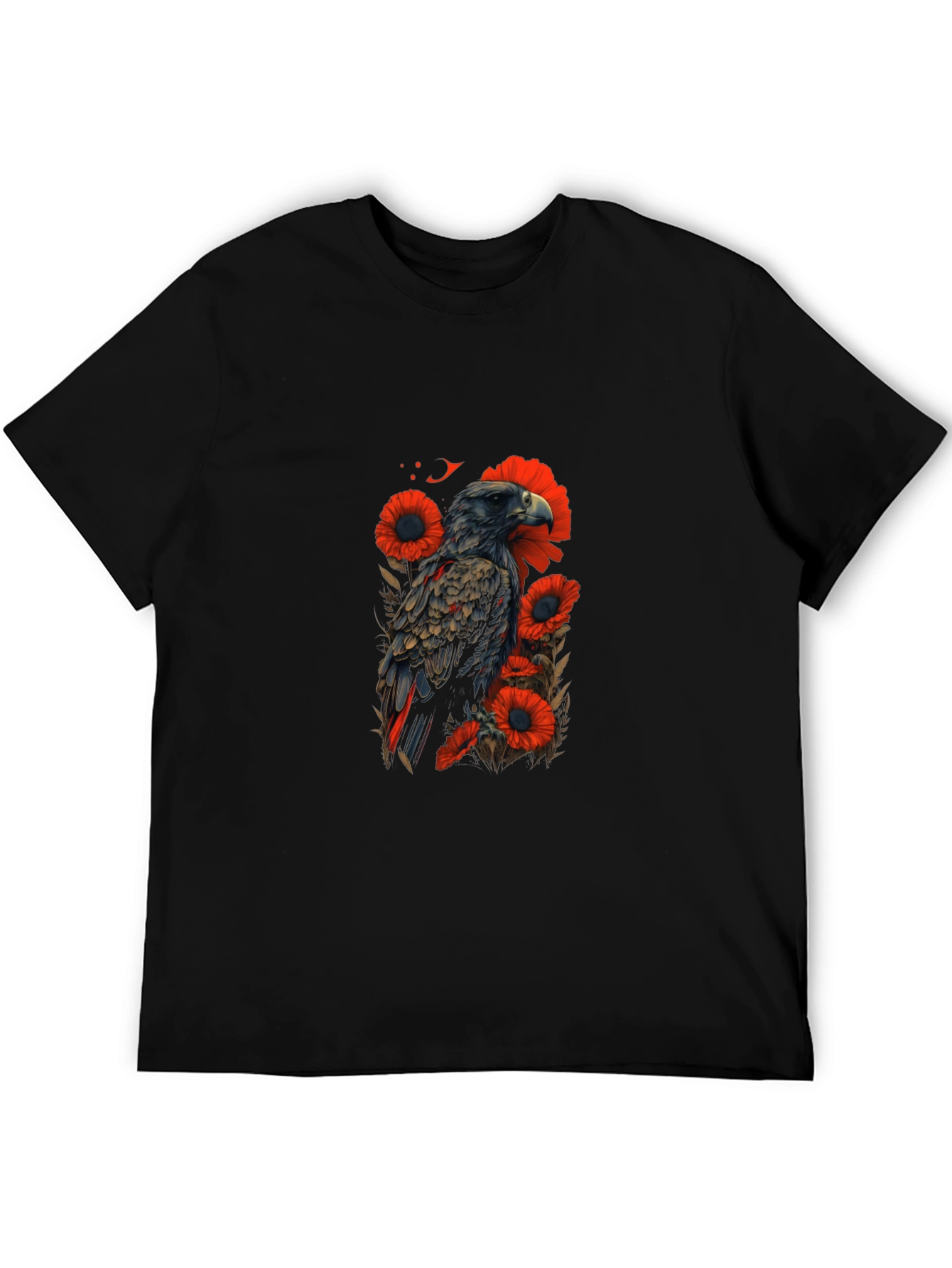 Eagle & Poppy Graphic Black T-Shirt