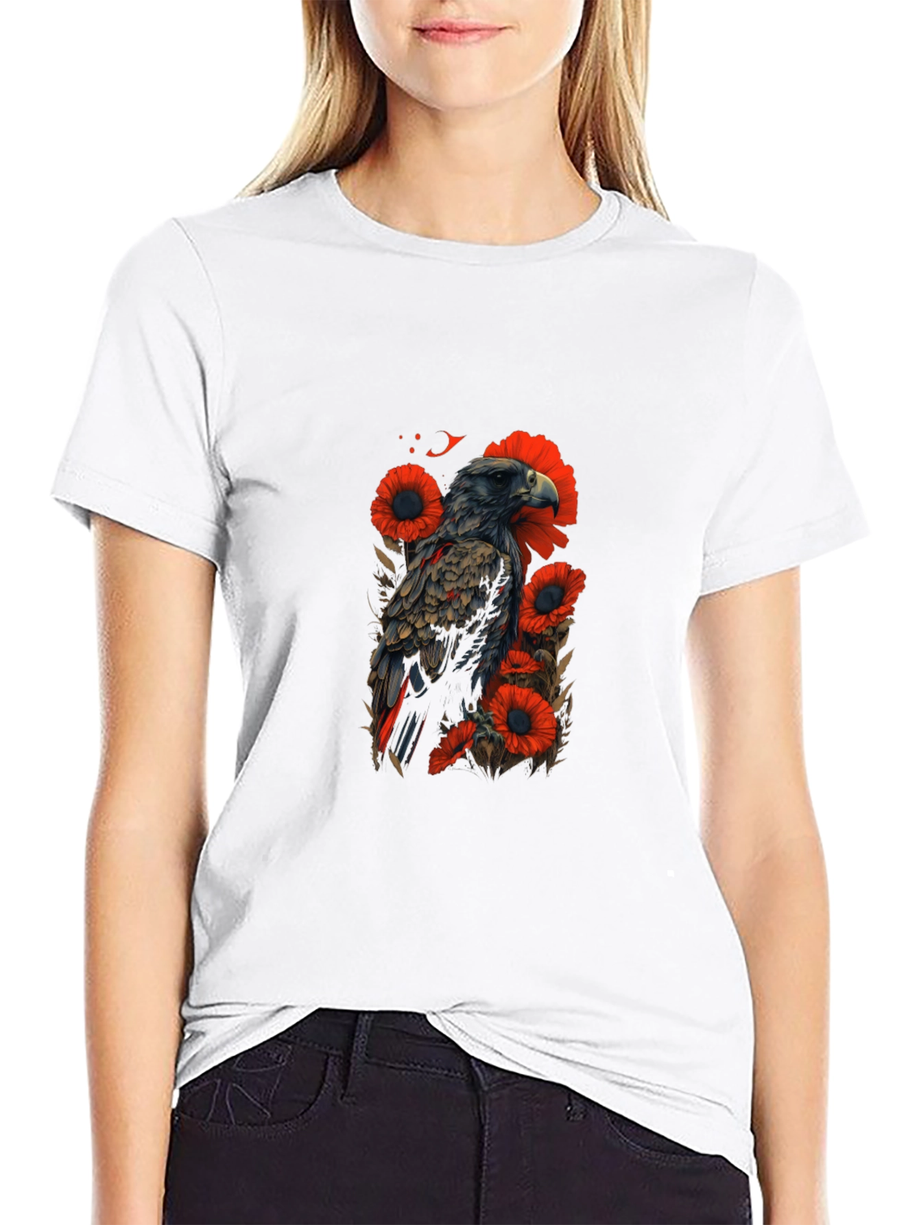 Eagle & Poppy Graphic Black T-Shirt