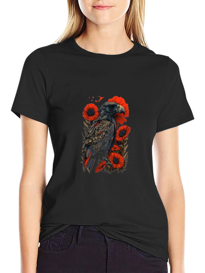 Eagle & Poppy Graphic Black T-Shirt
