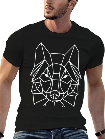 Geometric Wolf Graphic Tee - Modern Style