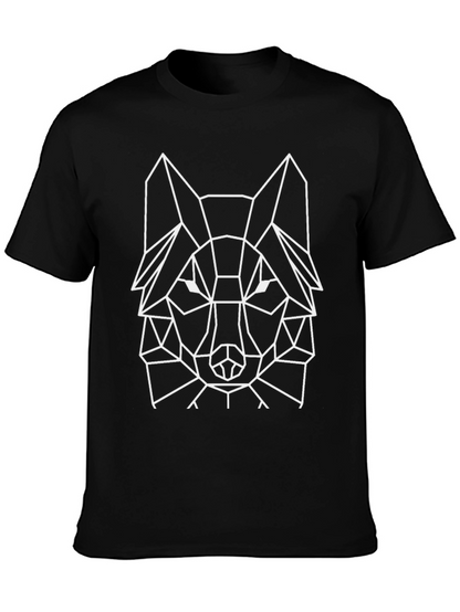 Geometric Wolf Graphic Tee - Modern Style