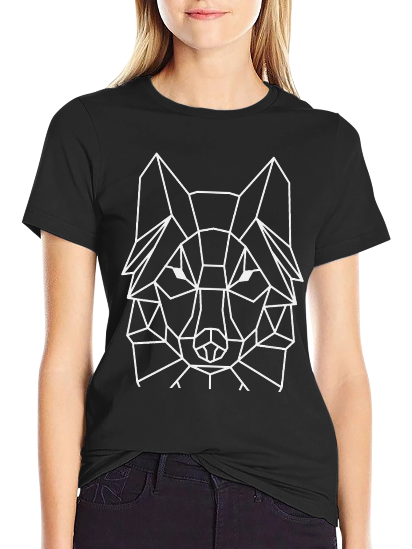 Geometric Wolf Graphic Tee - Modern Style