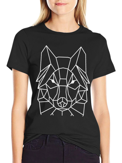 Geometric Wolf Graphic Tee - Modern Style