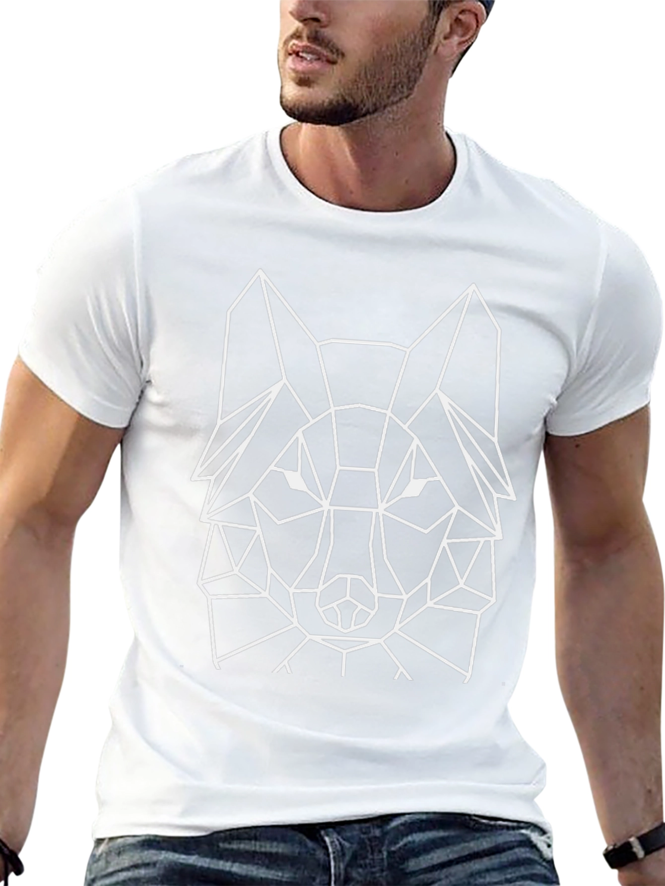 Geometric Wolf Graphic Tee - Modern Style