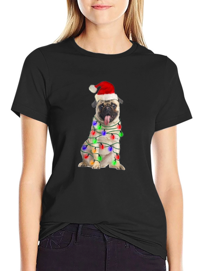 Festive Pug Christmas Lights T-Shirt