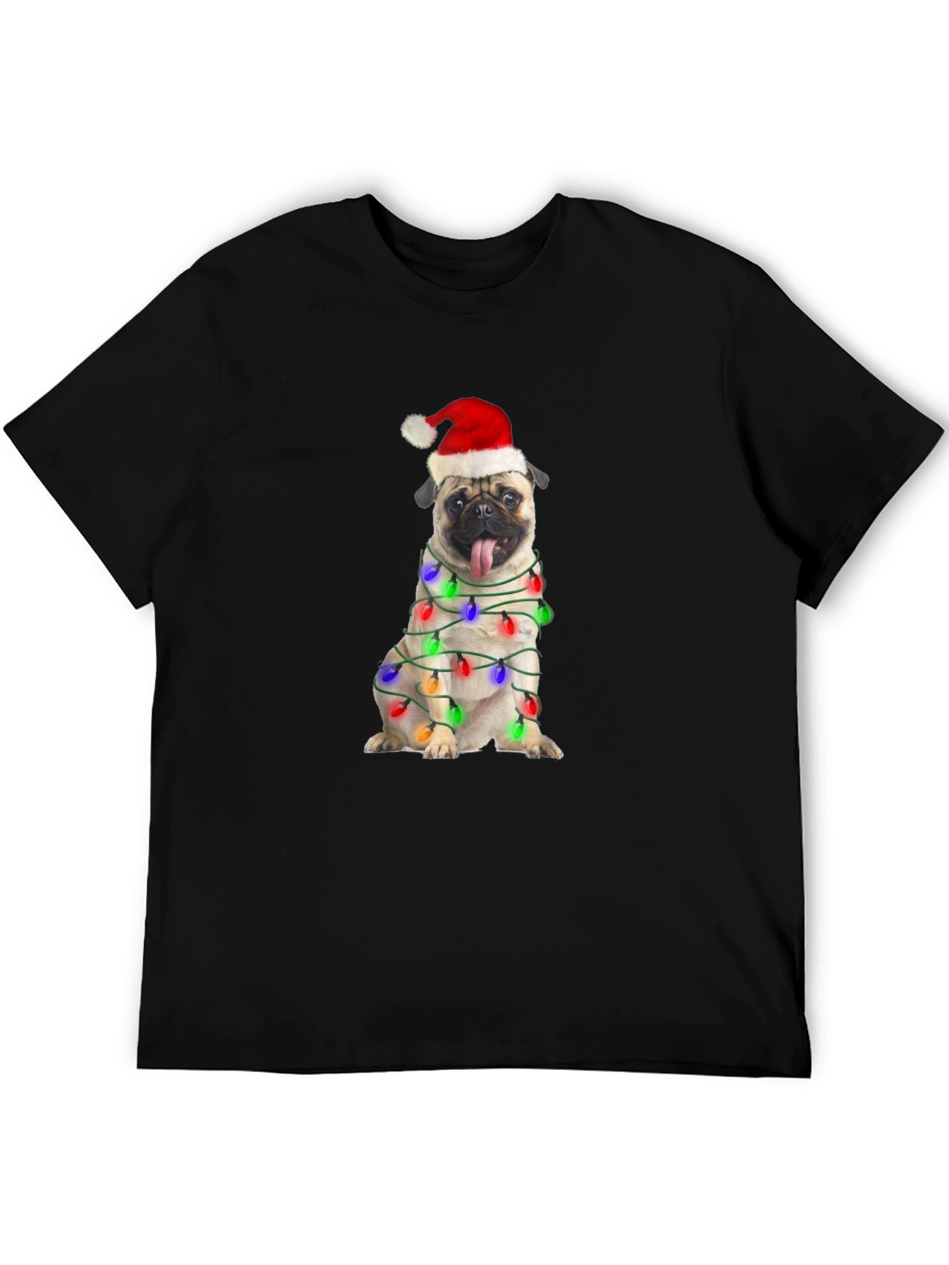 Festive Pug Christmas Lights T-Shirt