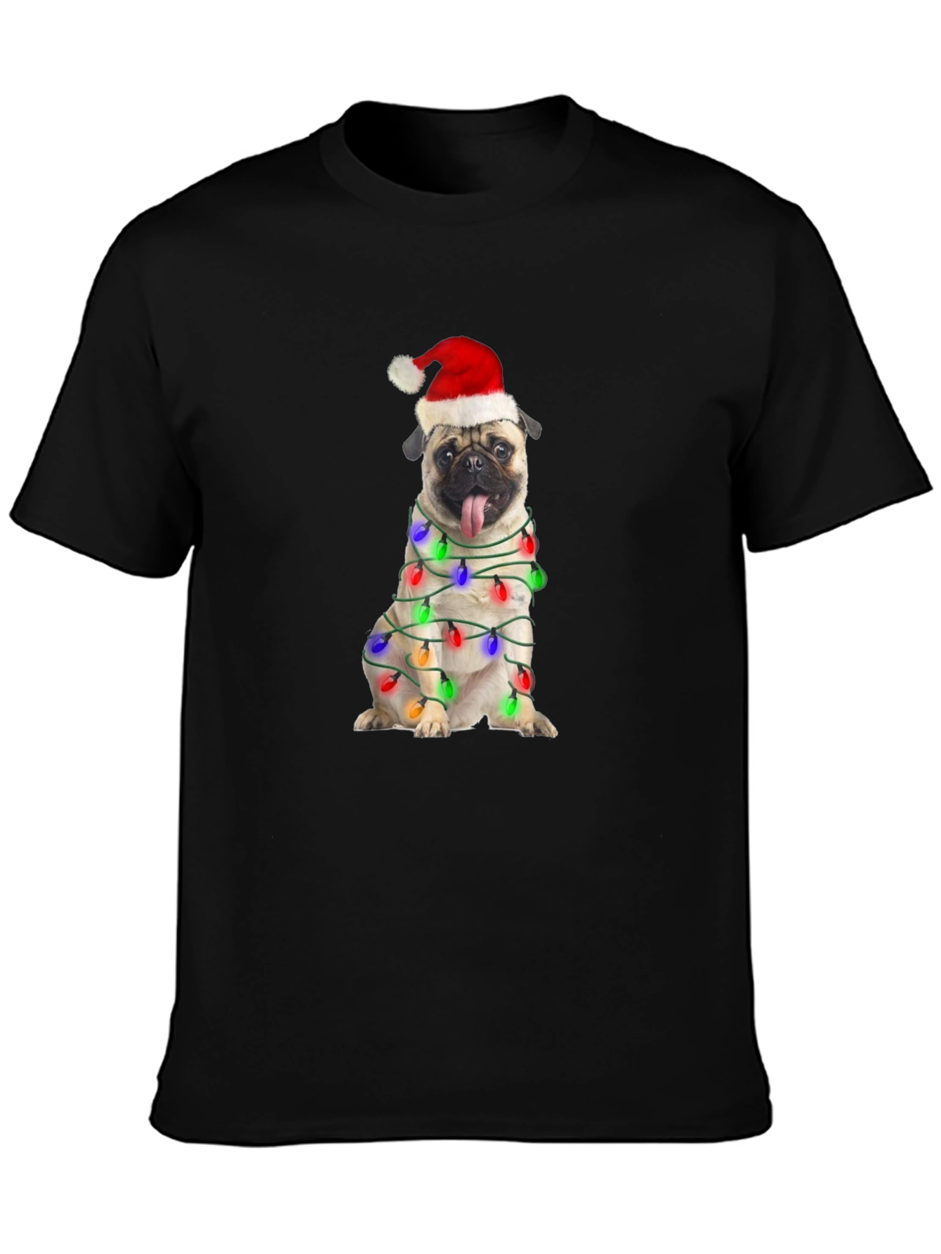 Festive Pug Christmas Lights T-Shirt