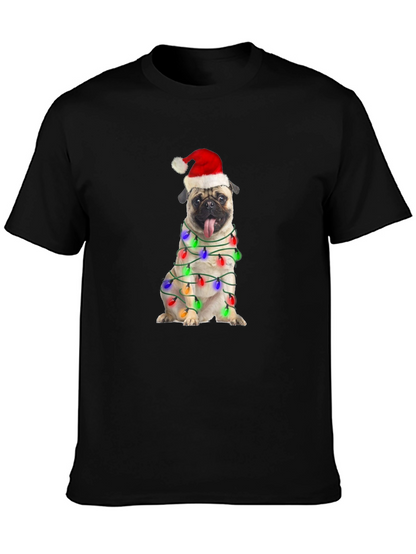 Festive Pug Christmas Lights T-Shirt