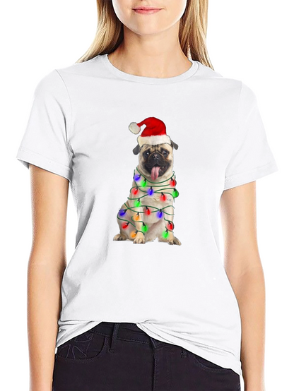 Festive Pug Christmas Lights T-Shirt