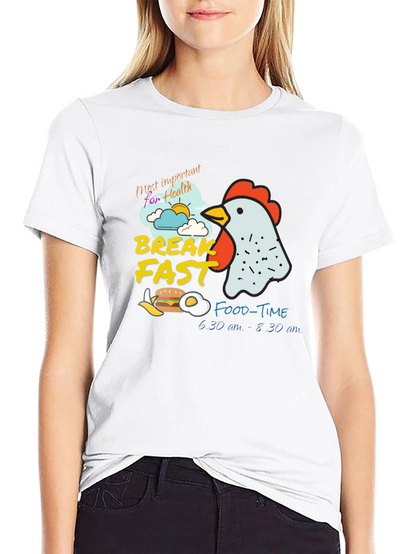 Breakfast Time Graphic Tee - Funny Chicken T-Shirt