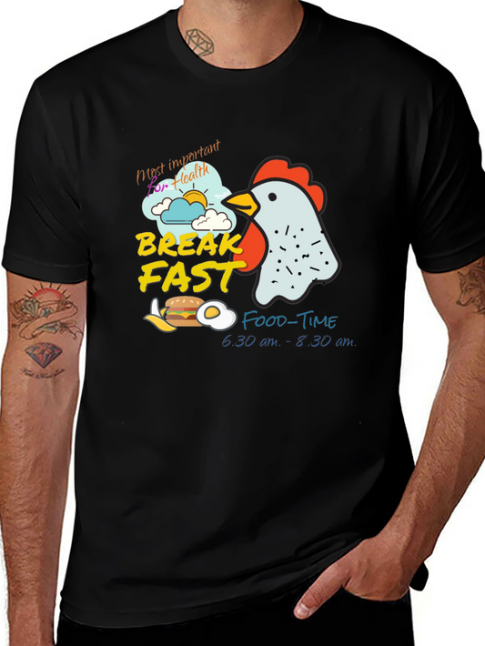 Breakfast Time Graphic Tee - Funny Chicken T-Shirt
