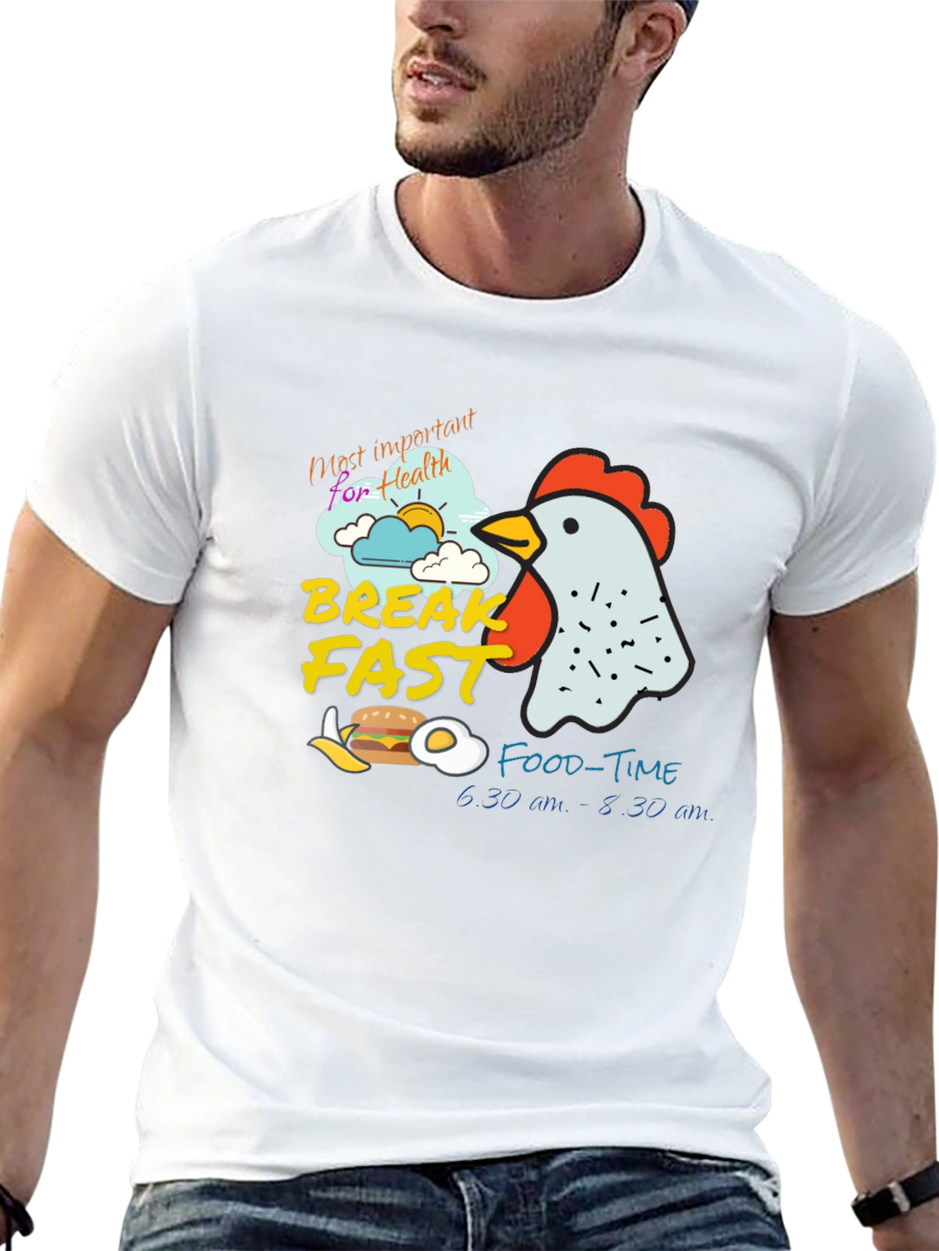Breakfast Time Graphic Tee - Funny Chicken T-Shirt