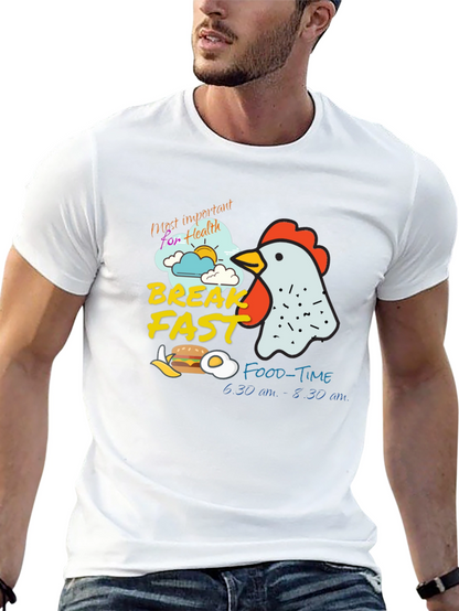Breakfast Time Graphic Tee - Funny Chicken T-Shirt