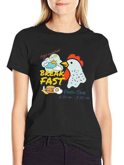 Breakfast Time Graphic Tee - Funny Chicken T-Shirt