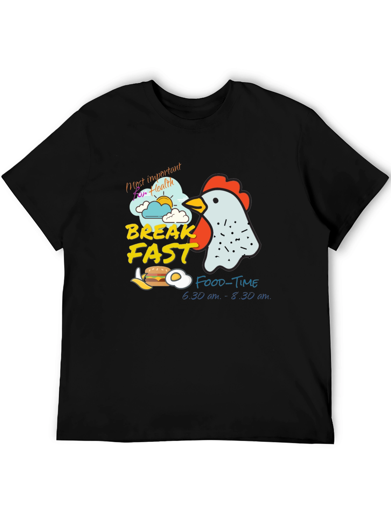 Breakfast Time Graphic Tee - Funny Chicken T-Shirt